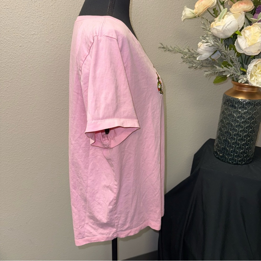 Nike Pink Floral Logo Tee Women’s 1X Short Sleeve Casual Athleisure Top - Picture 4 of 7